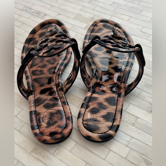 Tory Burch MILLER PRINTED PATENT SANDAL 7.5 Classic Leopard - Picture 7 of 12